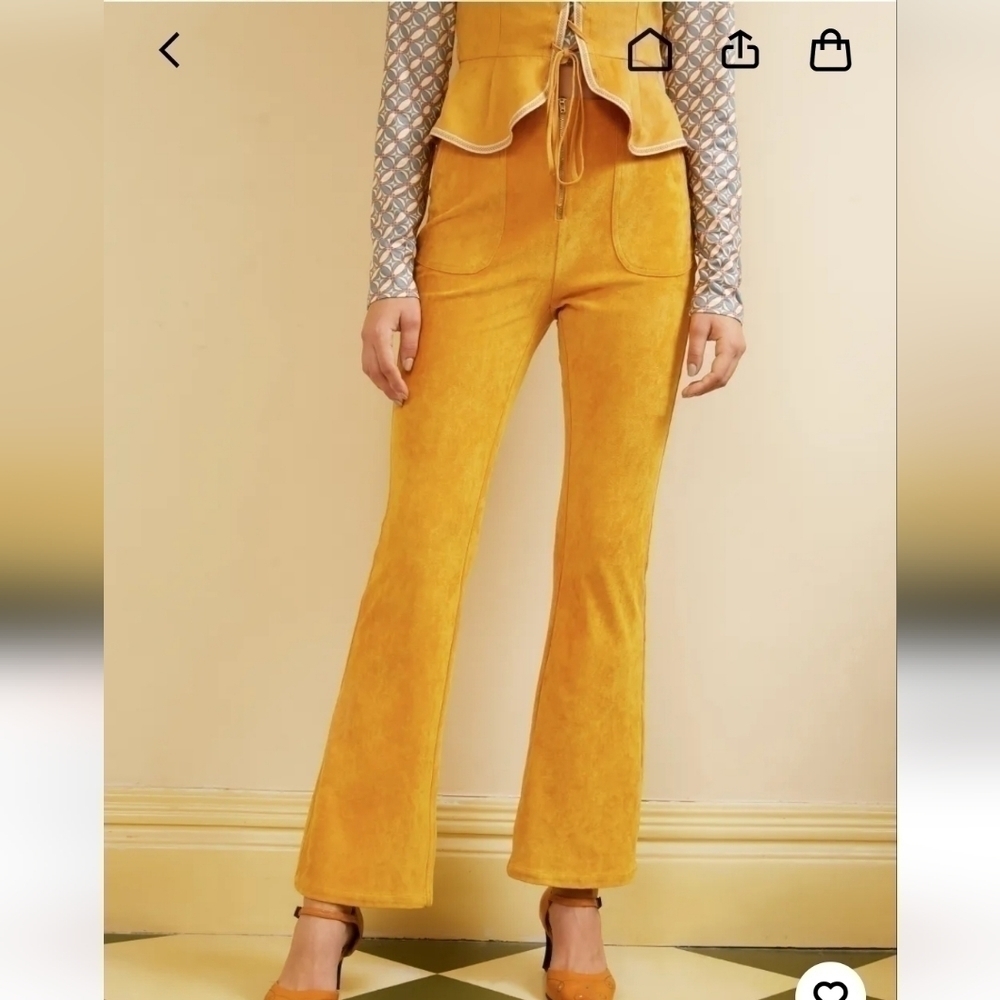 CIDER Pastel Yellow Plaid Flares SIZE SMALL